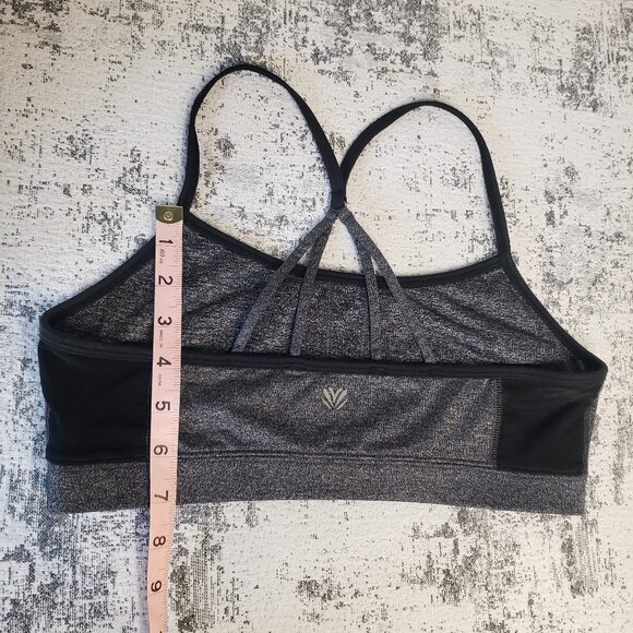 Grey and Black Sports Bra Swim Top for Yoga Gym Beach - Picture 4 of 7